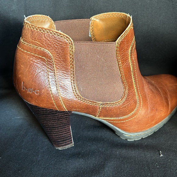 Born Of Concept Block Heeled Ankle Booties Brown Leather Chelsea Boot Size 8 - Picture 9 of 13